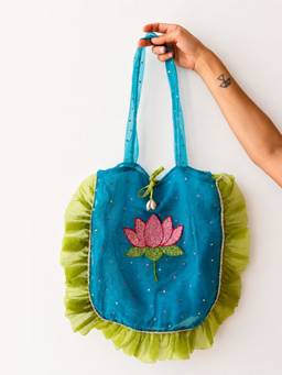 Ziddi - Blue Lotus Organza Bag