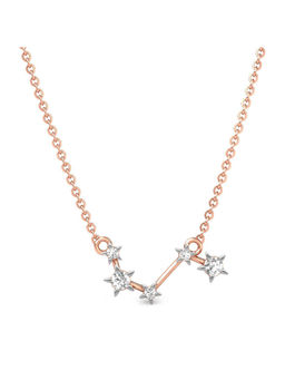 Candere by Kalyan Jewellers - 18Kt Rose Gold and Diamond Aries Zodiac Necklace