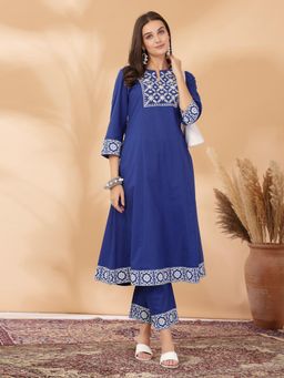 Nayam by lakshita - Khadi Printed A-Line Cotton Kurta and Palazzo for Women (Set of 2)