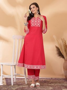 Nayam by lakshita - Khadi Printed A-Line Cotton Kurta and Palazzo for Women (Set of 2)