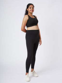 Blissclub - Women Black The Ultimate Mama Move Leggings with Curved Belly-Panel and Side Pockets