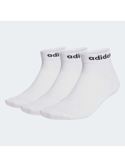 adidas - Unisex White Think Linear Ankle Socks (Pack of 3) (M)