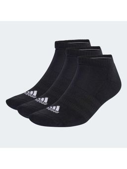 adidas - Unisex Black Cushioned Low-Cut Socks (Pack of 3) (M)