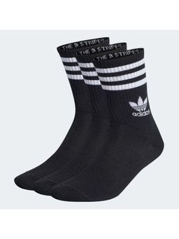 adidas - Unisex Black Mid Cut Crew Socks (Pack of 3) (S)