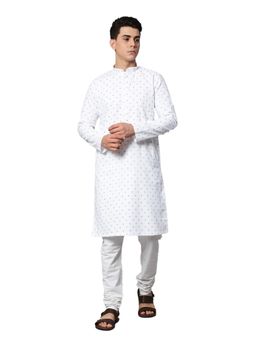Manthan - Mens Printed Blended Cotton Kurta (White)