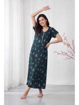 JULIANA DREAM - Teal Women Cotton Printed Nightdress