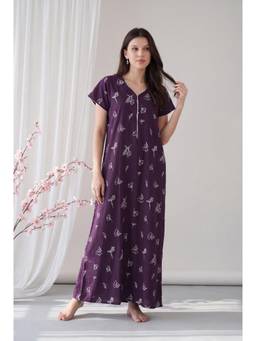 JULIANA DREAM - Purple Women Cotton Printed Nightdress