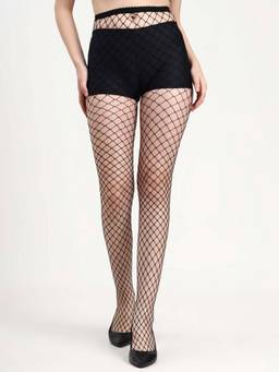 Keepfit - Black Women Black High-Rise Sheer Fishnet Stocking