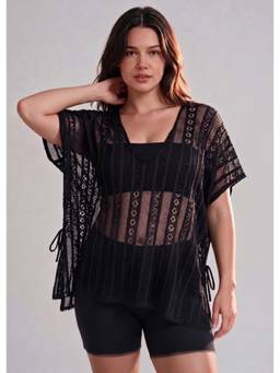 Keepfit - Black Women Plus Size Crochet Swimwear Cover-Up