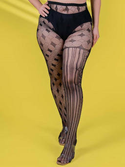 Keepfit - Black Women Sheer Black Patterned Stocking