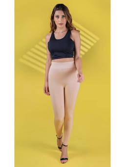 Keepfit - Beige Women High Rise Stretchable Thermal Warm Footless Stocking