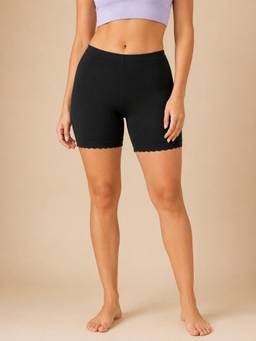 G Heist - Black Women Solid Stretchable Cycling Boyshorts