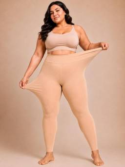 G Heist - Nude Women Plus Size Solid Winter Fur Ankle Length Stocking