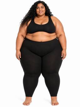 G Heist - Black Women Plus Size Solid Fur Ankle Length Stocking