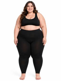 G Heist - Black Women Plus Size Solid Fur Ankle Length Stocking