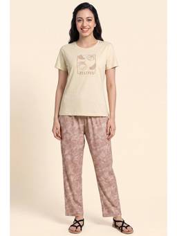 Zivame - Multi-Color Buttersoft Knit Poly T-Shirt With Pyjama