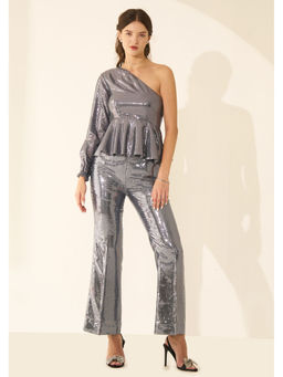 AMOSHI - Quinn One Shoulder Grey Co-Ord (Set of 2)