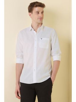 Allen Solly - Men White Custom Fit Solid Full Sleeves Casual Shirt
