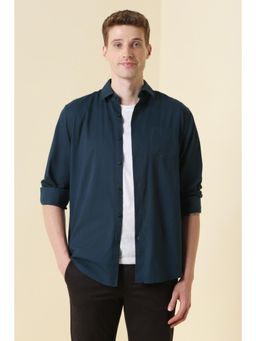 Allen Solly - Men Navy Classic Fit Solid Full Sleeves Casual Shirt