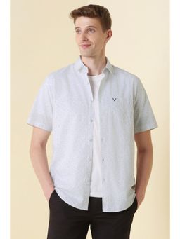 Allen Solly - Men White Classic Fit Print Half Sleeves Casual Shirt
