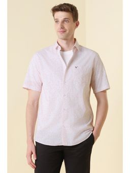 Allen Solly - Men Pink Classic Fit Print Half Sleeves Casual Shirt