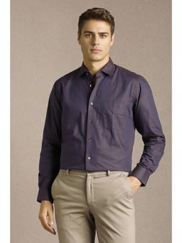 Louis Philippe - Men Purple Self Design Full Sleeves Formal Shirt