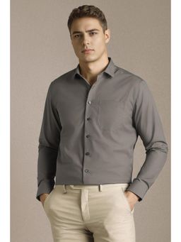 Louis Philippe - Men Grey Solid Full Sleeves Formal Shirt