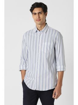 Peter England - Men Blue Slim Fit Stripe Full Sleeves Casual Shirt