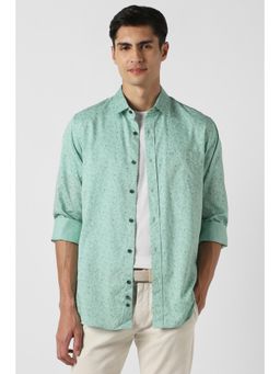 Peter England - Men Green Slim Fit Print Full Sleeves Casual Shirt