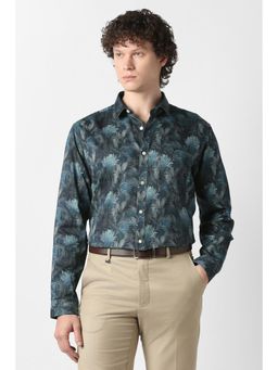 Van Heusen - Men Blue Print Full Sleeves Party Shirt