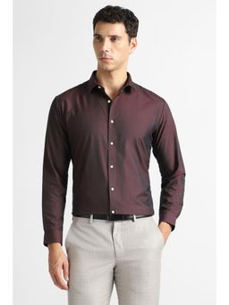 Van Heusen - Men Maroon Solid Full Sleeves Party Shirt
