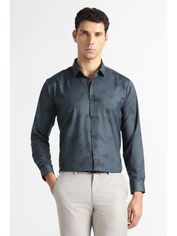 Van Heusen - Men Blue Print Full Sleeves Party Shirt