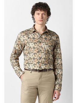 Van Heusen - Men Olive Print Full Sleeves Party Shirt