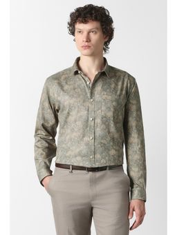 Van Heusen - Men Green Print Full Sleeves Party Shirt