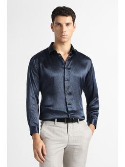 Van Heusen - Men Navy Print Full Sleeves Party Shirt
