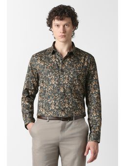 Van Heusen - Men Green Print Full Sleeves Party Shirt