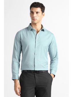 Van Heusen - Men Light Blue Solid Full Sleeves Party Shirt