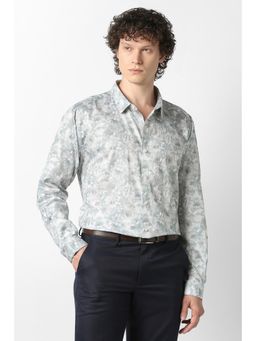 Van Heusen - Men Grey Floral Print Full Sleeves Party Shirt