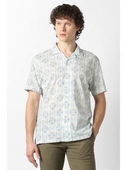 Van Heusen - Men White Print Half Sleeves Party Shirt