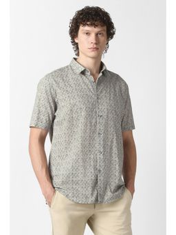 Van Heusen - Men Grey Print Half Sleeves Party Shirt