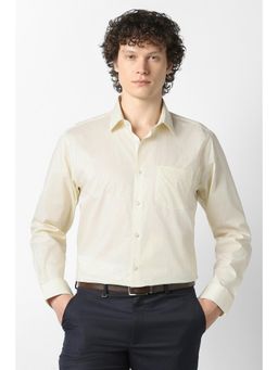 Van Heusen - Men Yellow Print Full Sleeves Formal Shirt
