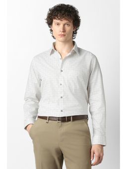 Van Heusen - Men White Print Full Sleeves Wedding Shirt