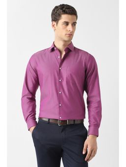 Van Heusen - Men Purple Textured Full Sleeves Wedding Shirt
