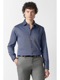 Van Heusen - Men Navy Self Design Full Sleeves Wedding Shirt