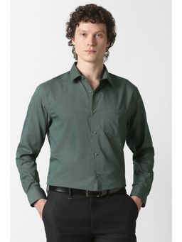 Van Heusen - Men Green Self Design Full Sleeves Wedding Shirt