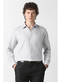 Van Heusen - Men Grey Self Design Full Sleeves Wedding Shirt