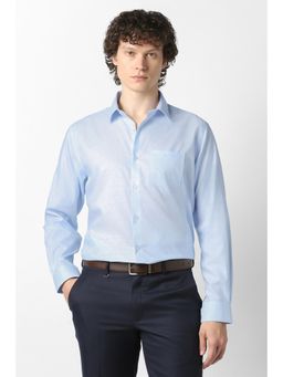 Van Heusen - Men Light Blue Checks Full Sleeves Formal Shirt