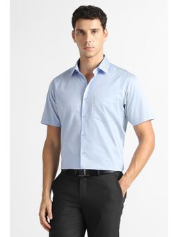 Van Heusen - Men Light Blue Solid Half Sleeves Formal Shirt