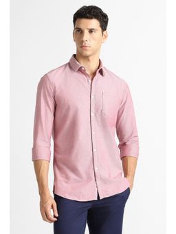 Van Heusen - Men Pink Solid Full Sleeves Casual Shirt