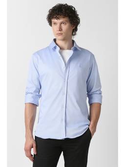 Van Heusen - Men Light Blue Solid Full Sleeves Casual Shirt